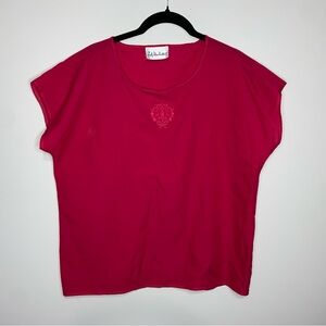 VTG 092 vintage deep pink embroidered blouse